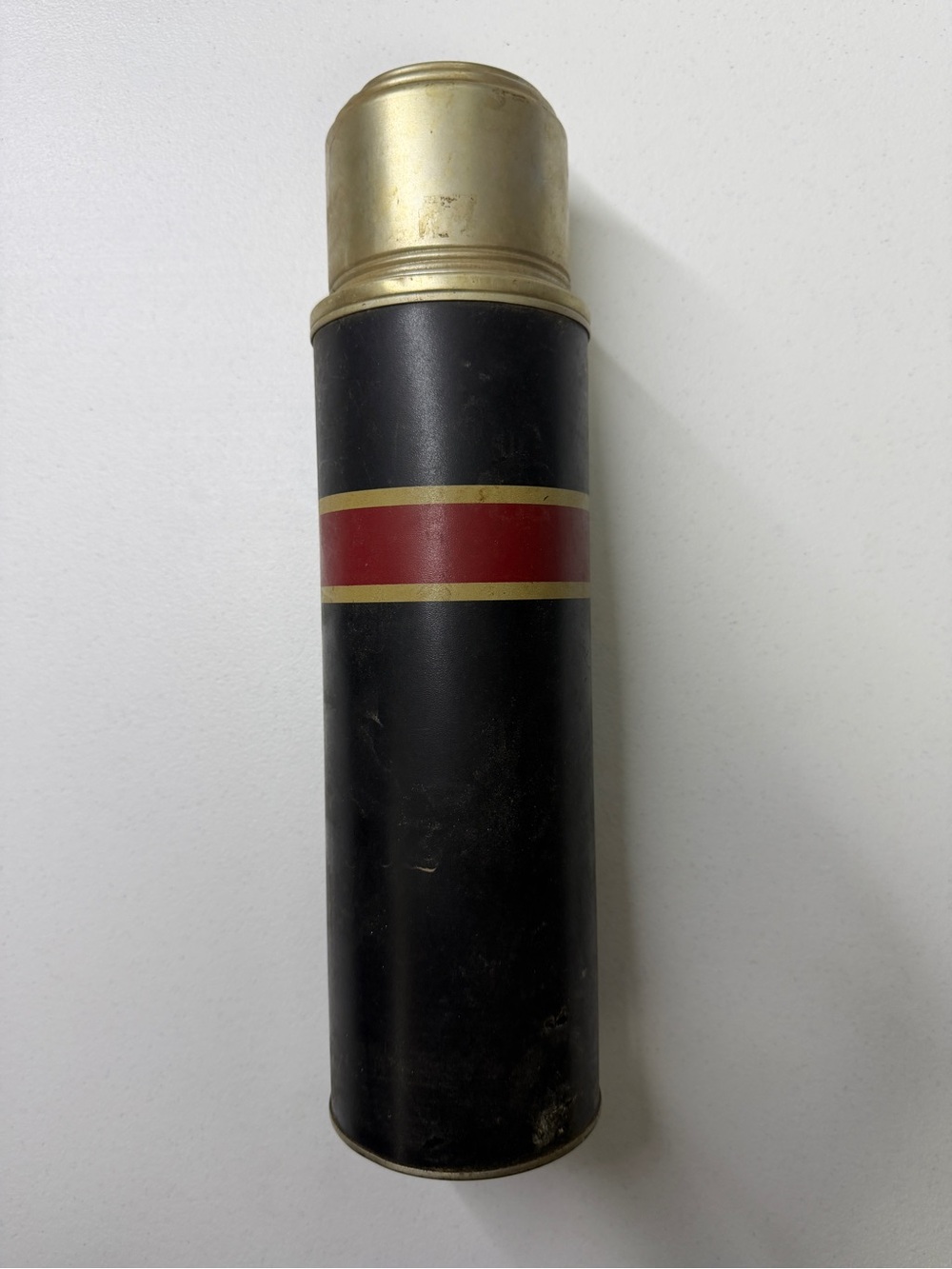 Vintage American Thermos Bottle Co E70 Norwich CT Black Red Vacuum Bottle Cork